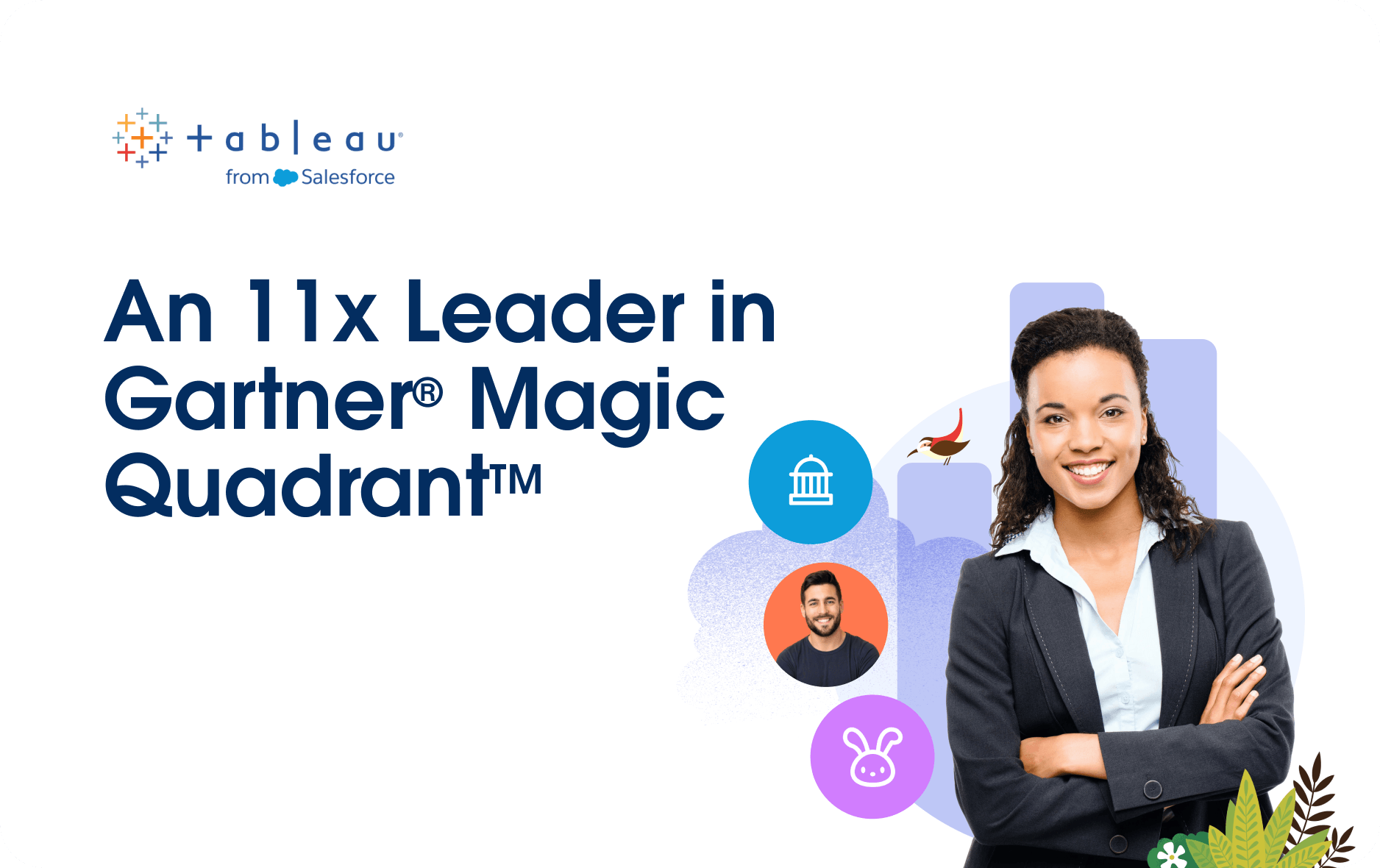 Imagen del Magic Quadrant de Gartner 2022 para plataformas de análisis e inteligencia de negocios, con Salesforce (Tableau) en el cuadrante de líderes